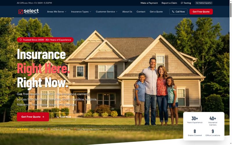 Screenshot of the Select Insurance Group homepage